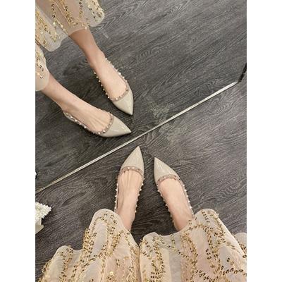 Celebrytki Temperament Małe Skórzane Buty Damskie Paznokcie Wierzbowe Szpiczaste Buty Czapka Wiosna i Lato Do Sukienki Buty Mary Jane Jedne Buty
