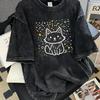 Retro Washed Animal Print T-shirt Oversized Cartoon Round-neck Short-sleeved Top Pure Cotton Short-sleeve