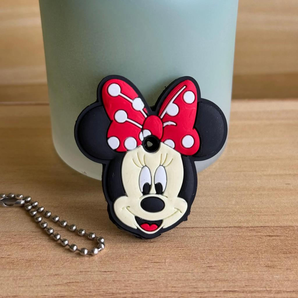 1&2 Pcs Cartoon Keychain Stitch Minnie Key Chains Spider Cartoon Man Cat Key Cover Caps Car Keychain Key Ring Holder Women