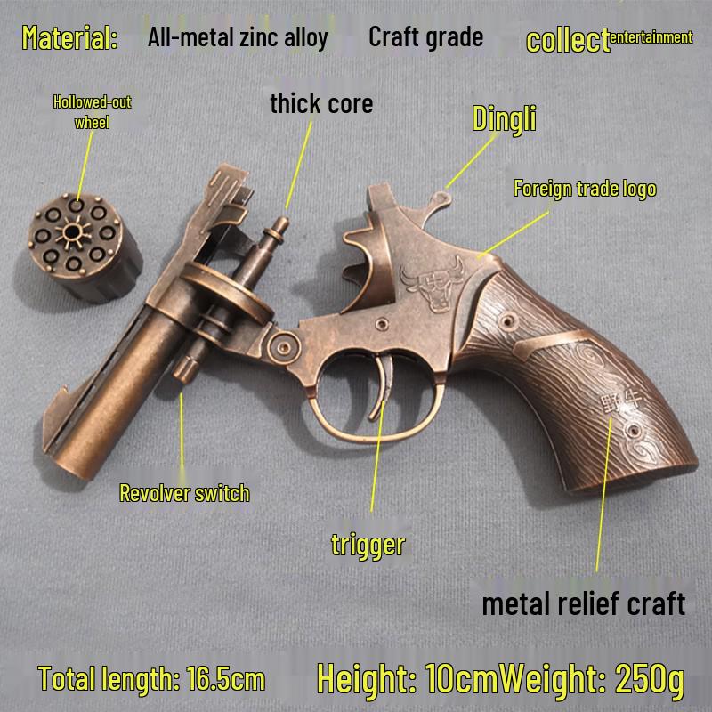 Nostalgic Metal Cap Gun Alloy Revolver Toy for Kids