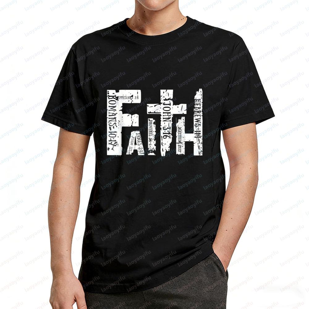 

Faith Bible Verse T Shirt Homme Vintage Christian Religious Graphic Cotton Tee Summer Fashion Cool Camisetas Men s Clothing Gift 5XL різнокольоровий