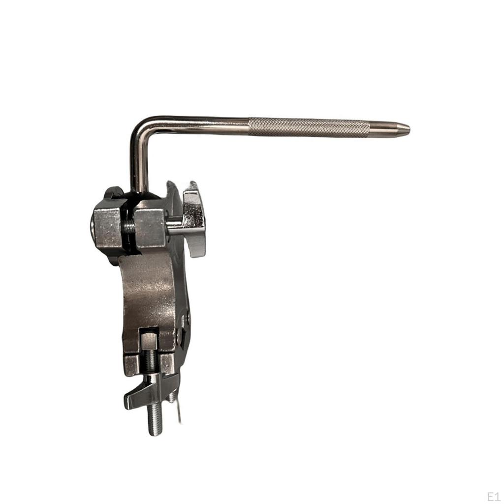 L Shaped Rod Clamp Percussion Mounting Bracket Drum Set with Securing Clip Cowbell