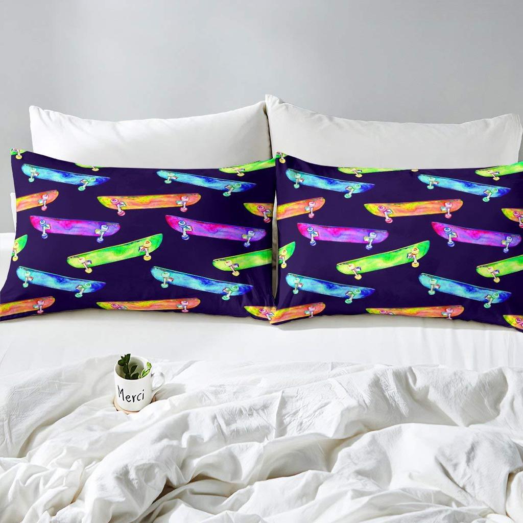 Hip Hop Skateboard Pattern Sheet Three-Piece Digital Printed Sheet Bedding Set Adult Children