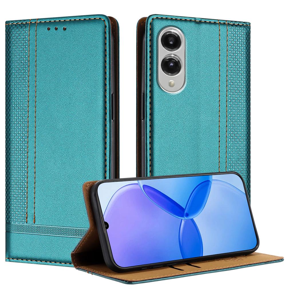 For Samsung Galaxy S25 Edge Case L-Shaped Grid Pattern Leather Stand Phone Cover with Card Slots