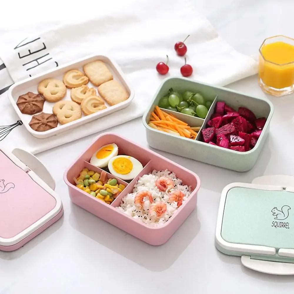 New Picnic, Camping, Student Lunch and Dinner Food Storage Container - Portable Wheat Straw Bento Lunch Boxes for Microwave