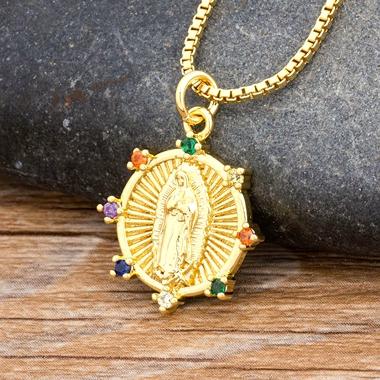 High Quality Gold Color Virgin Mary Necklace For Women Church Christian Prayer Jesus Religion Pendant Necklace Jewelry Gift