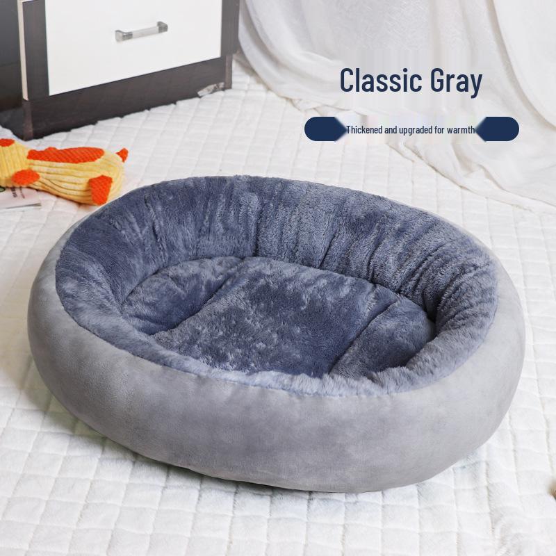 Winter Round Plush Thickened Dog Bed - Deep Sleep Warm Mat for Large Dogs