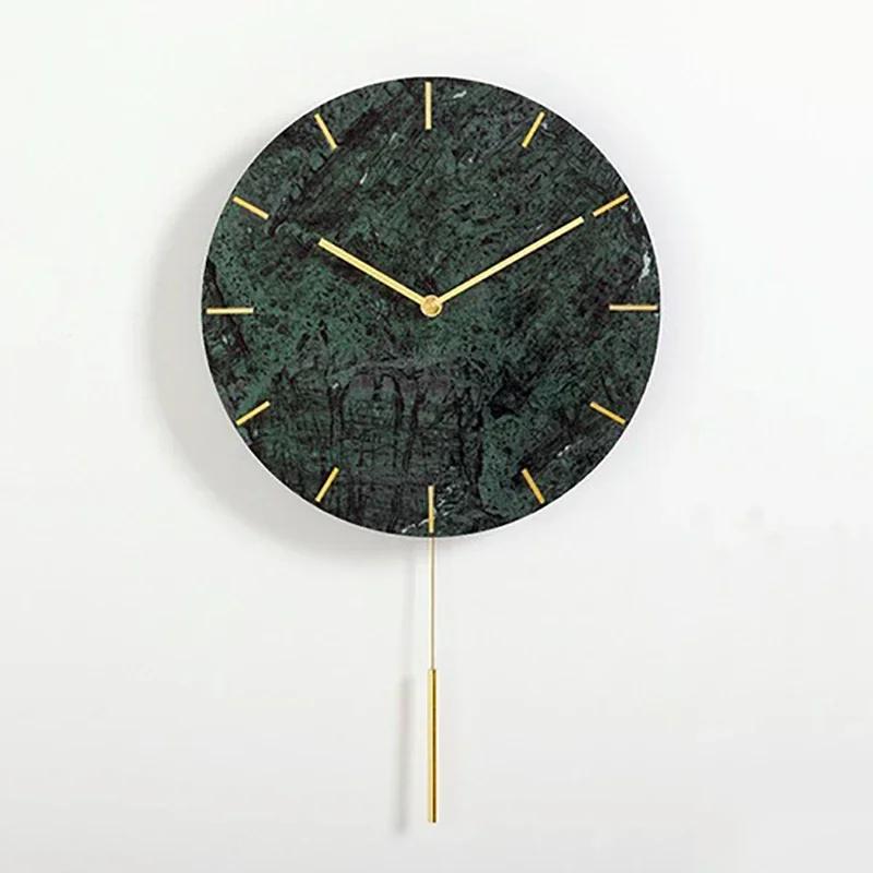 Nordic Large Wall Clock Modern Design Natural Marble Clocks Home Decor for Living Room Luxury Silent Watches Bedroom DecorM5Q1K1