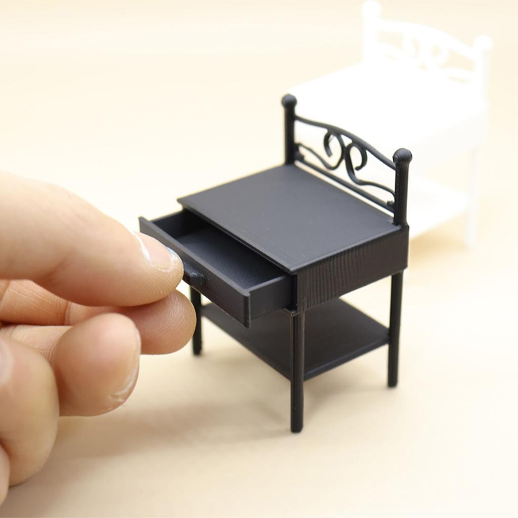 Miniature Bedside Table For Dollhouses Plastic Iron Style Perfect For Role Playing Game