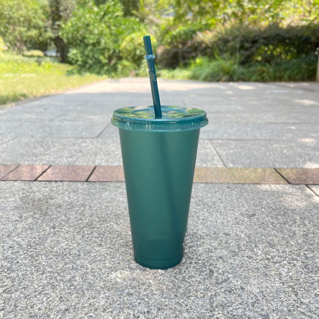 10PC 24OZ Glitter Straw Cups Large Capacity PP Single Layer Plastic Cups 710ml Glitter Cups Drink Party Cups Takeaway Drinks