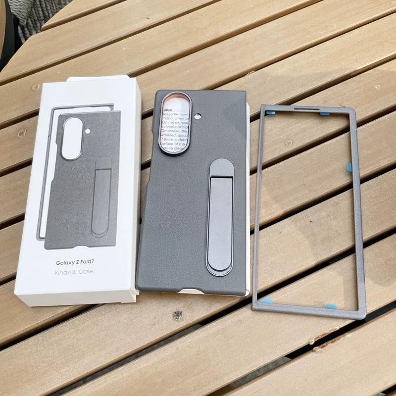 

Business Leather Stand Phone Case for Samsung Z Fold 7 6 5 4 3 Slim Shockproof Screen Protect Back Cover Bumper Shell Galaxy Z Fold7 сірий