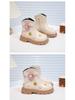 Beige Princess Ankle Boots for Girls - Soft Sole Leather, Non-Slip, 2025 New Style