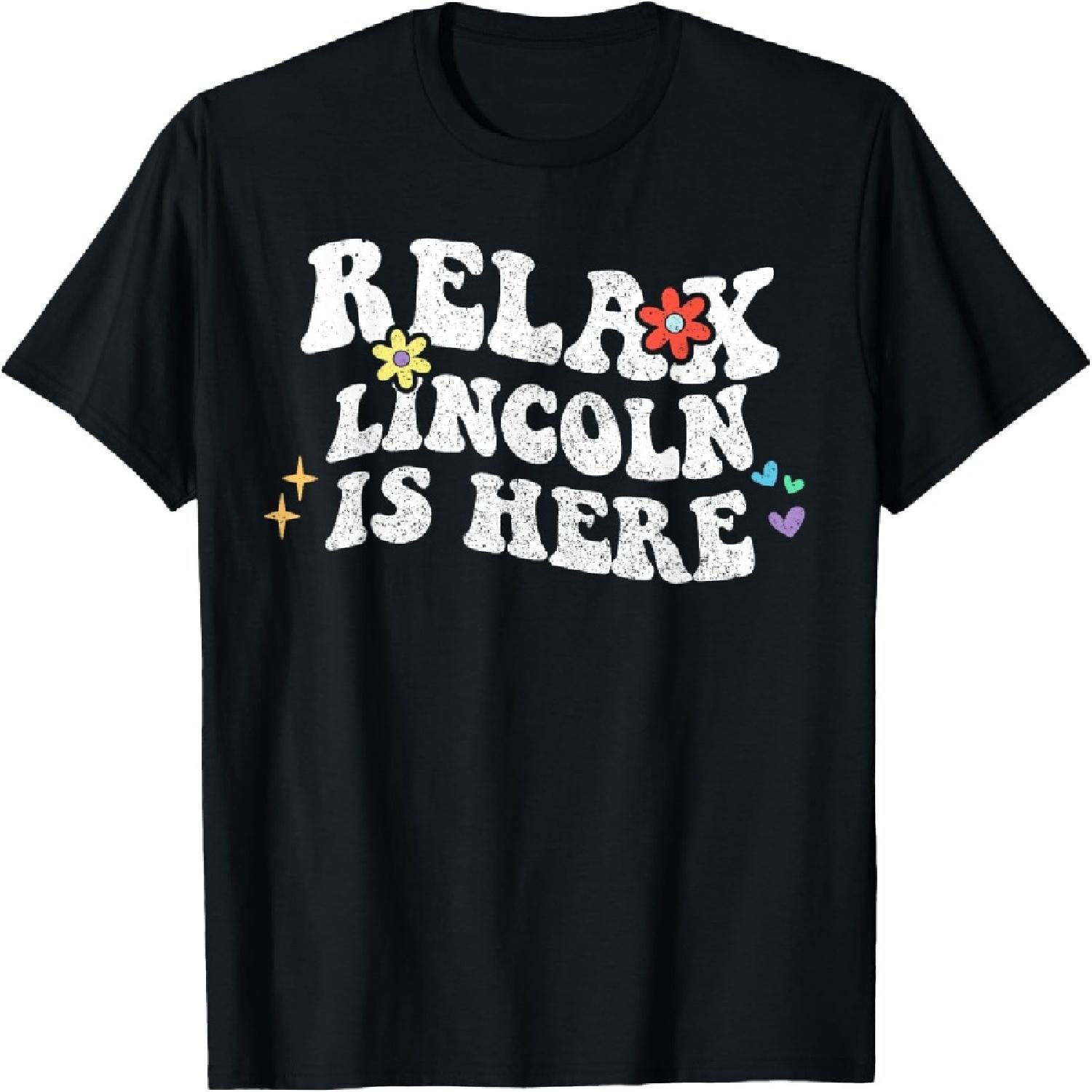 Retro Groovy Relax LINCOLN Is Here Funny Mother s Day Name T-Shirt XXXXXL разноцветный
