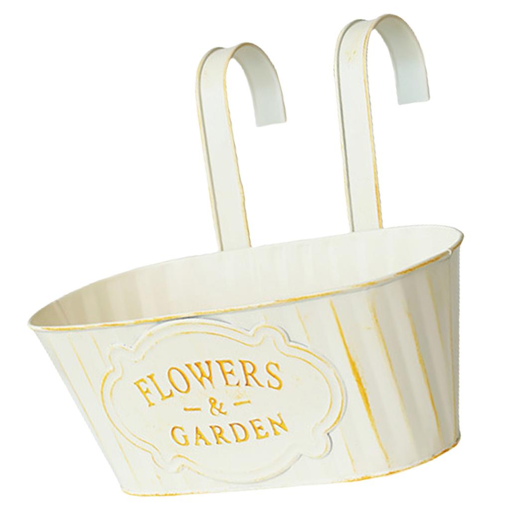 Privacy Fence Pot Hanging Flower Pots Gardening Supplies Metal Iron Hanging Planter Railing Pot Artificial Plant