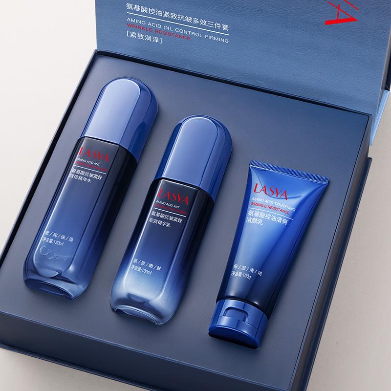 

LASYA Amino Acid Anti-Wrinkle Set: Firming Toner, Face Cream, and Oil Control Facial Treatment.