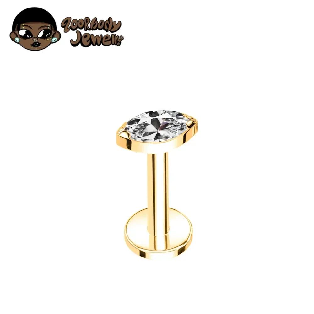ASTM F136 Titan Labret Lippenpiercing 16G 18G Nasenring Tragus Marquise CZ Helix Knorpel Conch Ohrring Piercing Schmuck