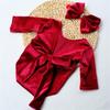 Baby Girls Photo Clothes Long Sleeve Jumpsuit Newborn Costume OnePiece Romper Bowknot Headband Infant Photo Outfit 2pcs