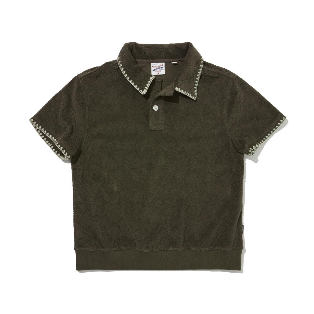 Penfield Resort Shell Pattern Terry Half Pullover Olive_Fr2Kt203
