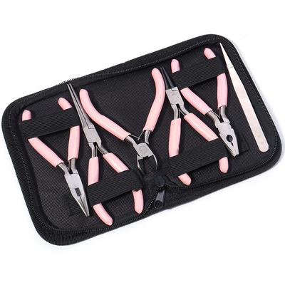 Pink Jewelry Pliers Tools & Equipment Kit Mini Stainless Steel Round Concave Pliers Wire Looping Pliers For Jewelery Making Tool