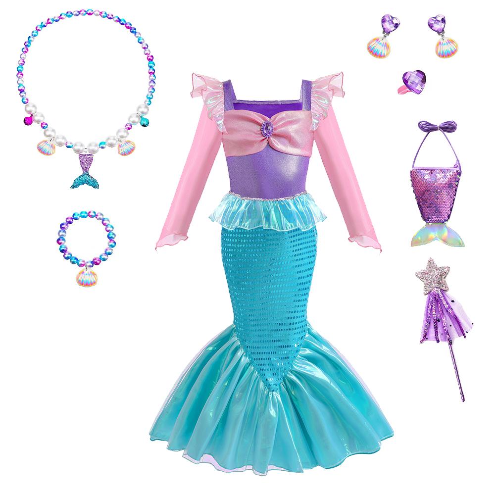 Дитячий костюм косплею русалки, костюм для рольових ігор для дівчаток, костюм для карнавалу, Хелловіну, дня народження, літня сукня принцеси