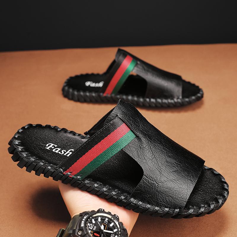 2024SYYTL Men's Summer Leisure Beach Sandals Outdoor Slide Walking Comfortable Lightweight Leather Fashion Luxury Designer