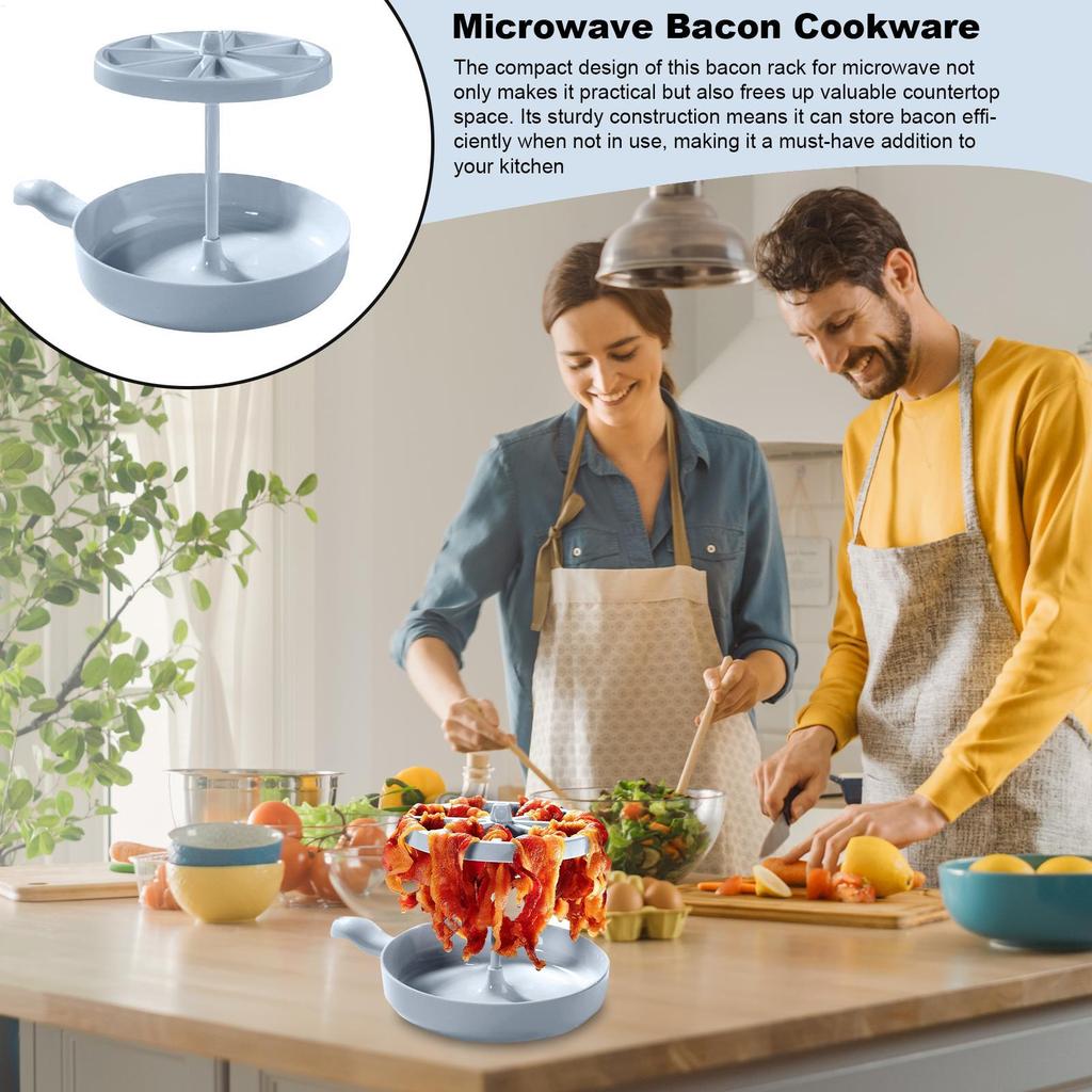 Bacon Cooker for Microwave Oven Bacon Dish for Microwave Bacon Grease Catcher Makes Crispy Bacon in Minutes Bacon Tray