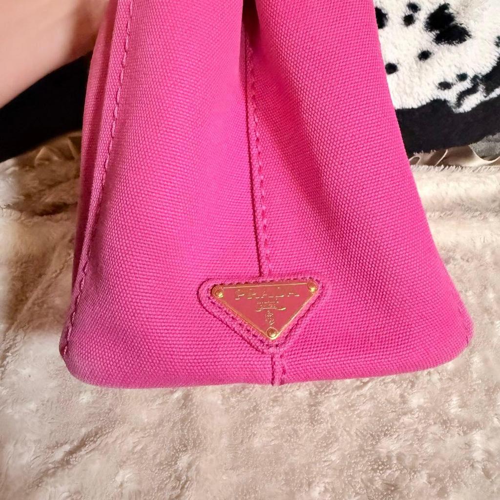 Used PRADA Canapa Tote Bag Pink MILANO