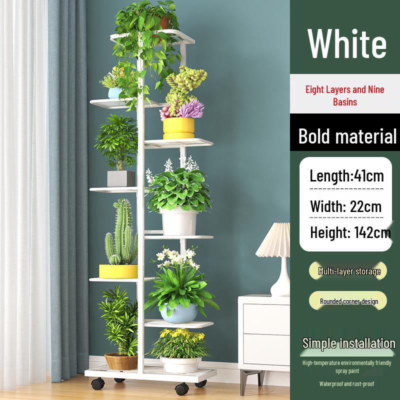 Wrought Iron Multi-layer Flower Stand Shelf for Indoor and Balcony Plant Display