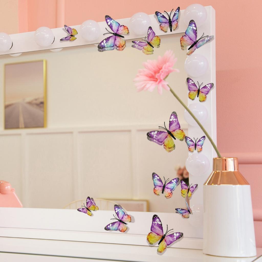 3 Sady Dekorací Motýla Monarchy Oranžový Prémiový Umělý Motýl Monarchy k Dekoraci pro Řemesla, Domov, Zeď, Svatbu, Oslavu