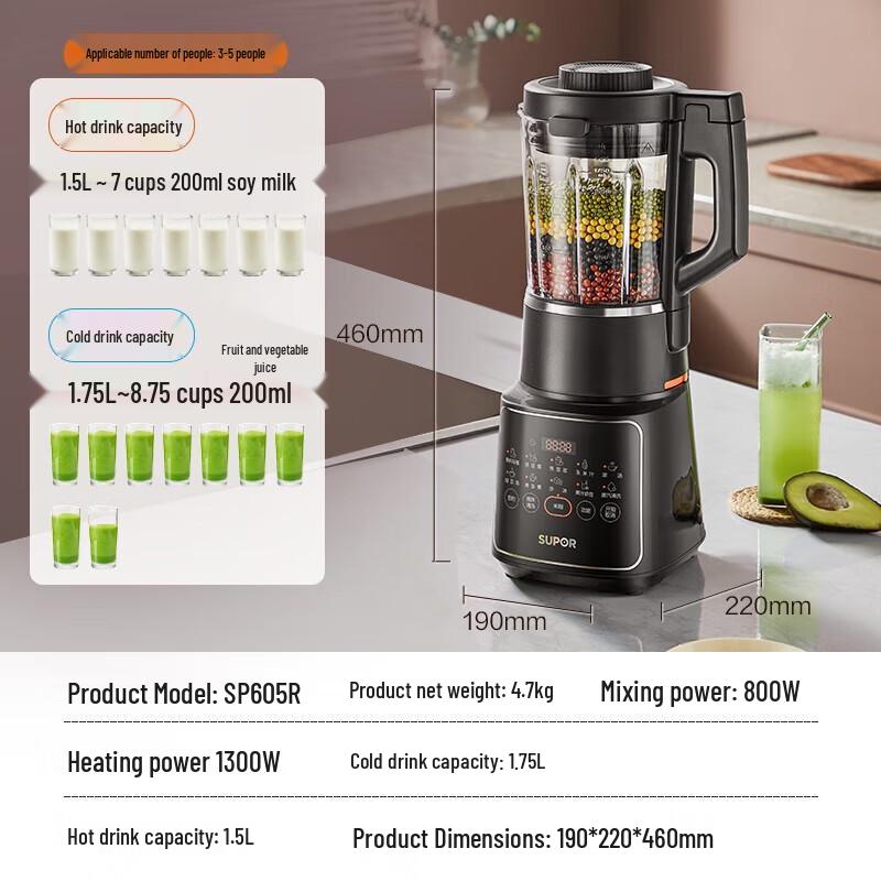 Supor 1.75L Multi-function Smart Blender CN plug (adapter included)