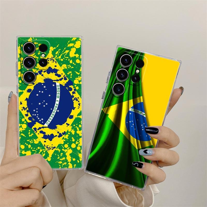 Brazil Brazilian Flag Clear Case For Samsung Galaxy S26 S25 S24 S23 Ultra S20 S21 FE S22 Plus S26 Ultra S25FE Soft Phone Cover