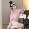 2025 Autumn and Winter New Niche One-word Shoulder Short Sweet and Spicy Knitted Sweater Loose Long-sleeved Women