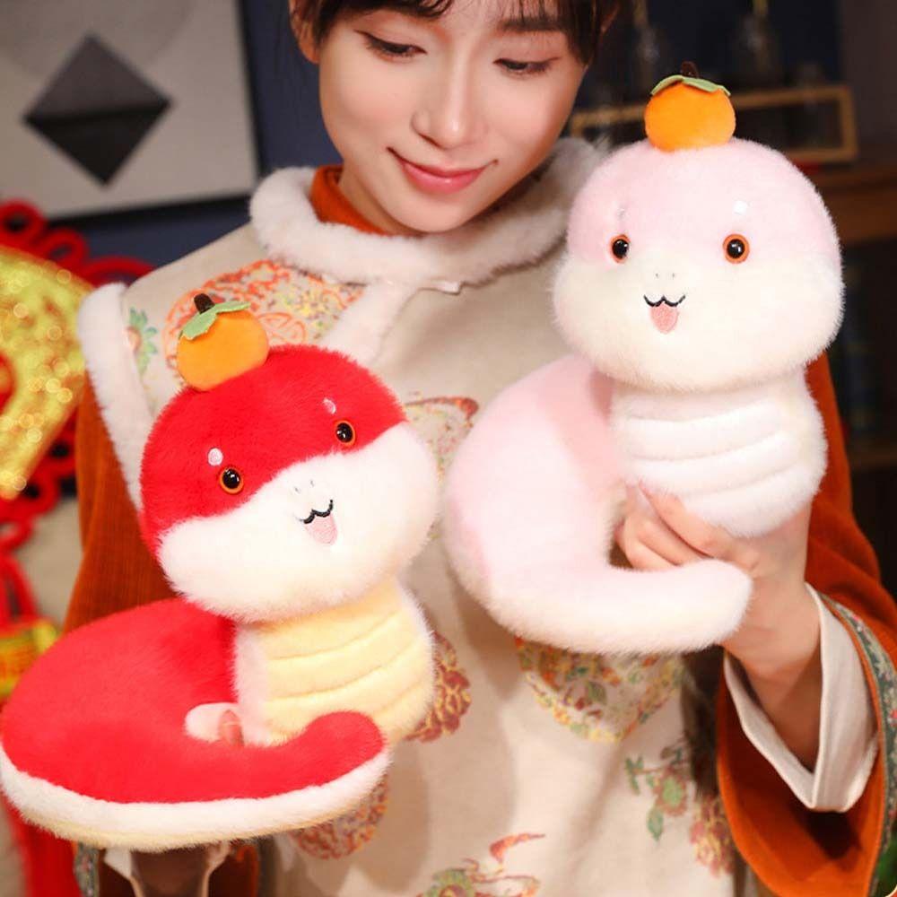 Cute Snake Year Mascot Toy 25cm Lucky Snake Doll Plushies Snake Plush Doll Toy  Birthday Gifts