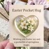 Easter Pocket Hug with Greeting Card Love Heart Shape Bunny Egg Sheep Flower Pocket Hug Token Holiday Party Keepsake Gift