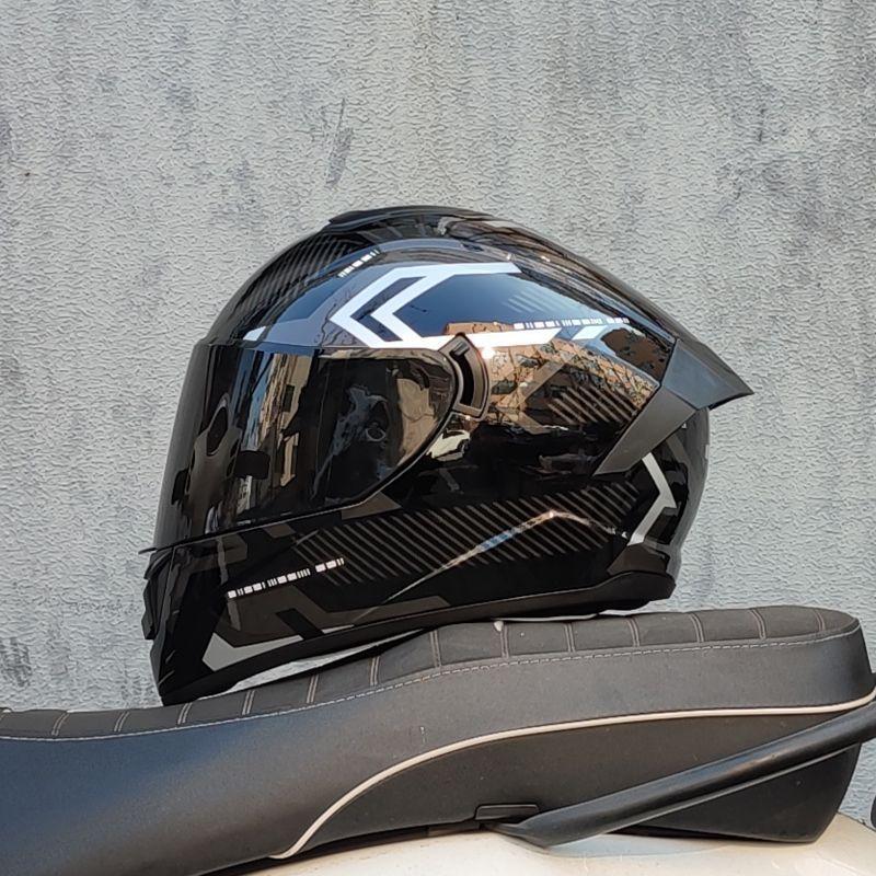 Motorcycle Helmet Men and Women Double Lens Party Sports Car Helmet New National Standard Four Seasons Personalized Bluetooth
