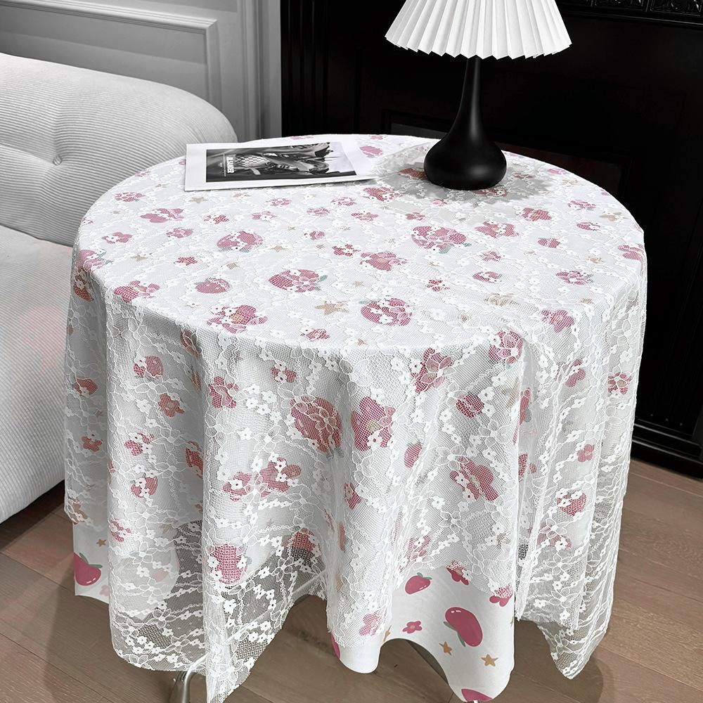 Lace Floral Tablecloth Desk Flannel Fabric Decoration Small Coffee Table Bedside Table Rectangular Retro Korean Style
