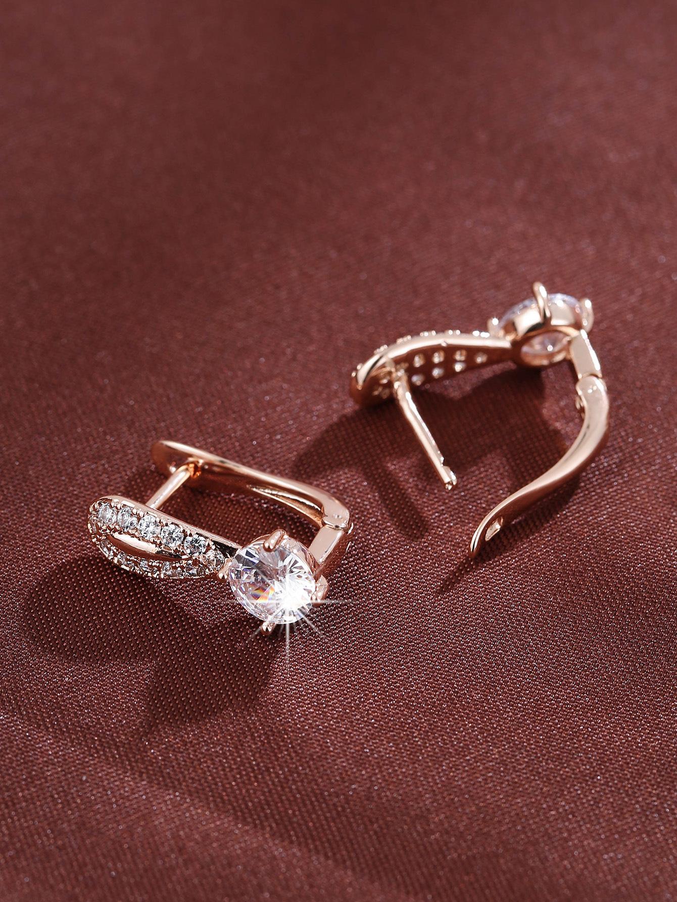 

Vintage Palace Long Drop Earrings Fashionable Luxury Zircon Inlaid Niche Design Earrings рожевий колір золота