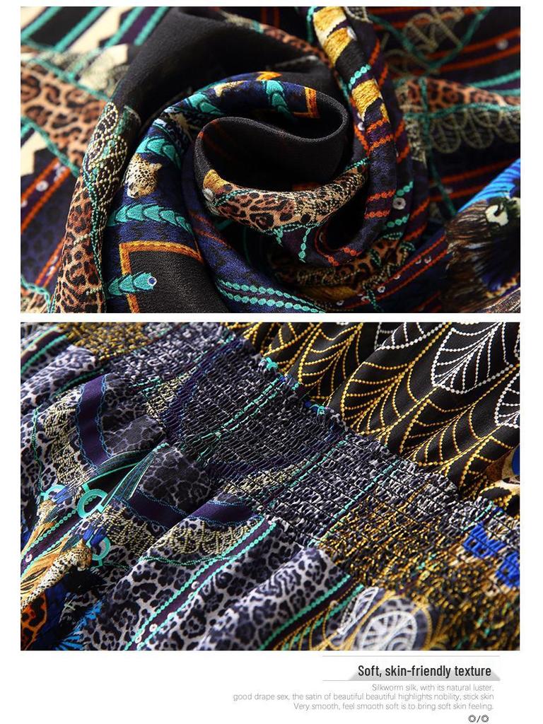 Silk Dress with Exotic Print