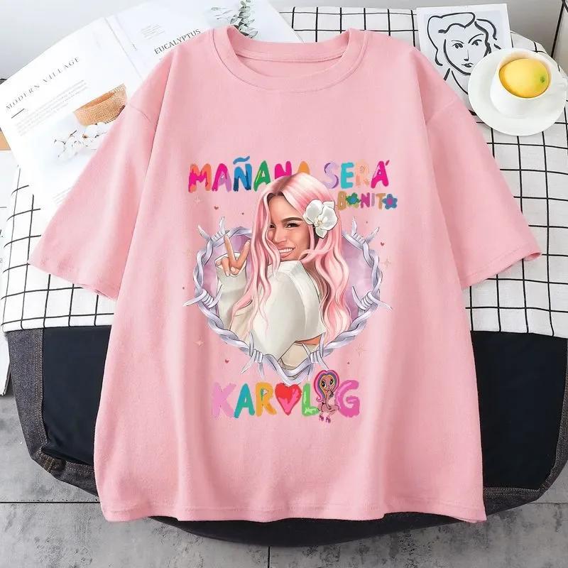 Letní Karol G Bichota Bavlněné tričko s kulatým výstřihem Pánské Dámské Ležérní Kawaii Trička s krátkým rukávem Topy Streetwear Nadměrné y2k Top ropa