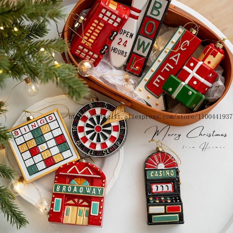 Cross Border Creative American Retro Oil-Coated Irregular-Shaped Christmas Tree Decoration Pendants