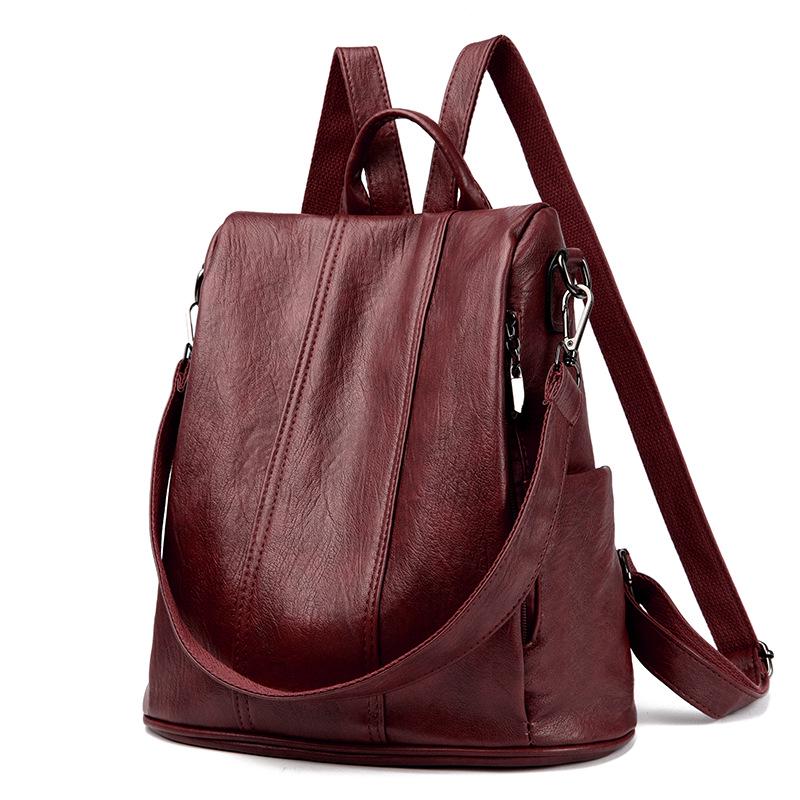 Women's Retro Anti-theft Faux Leather Backpack - High-end, Versatile, Large Capacity