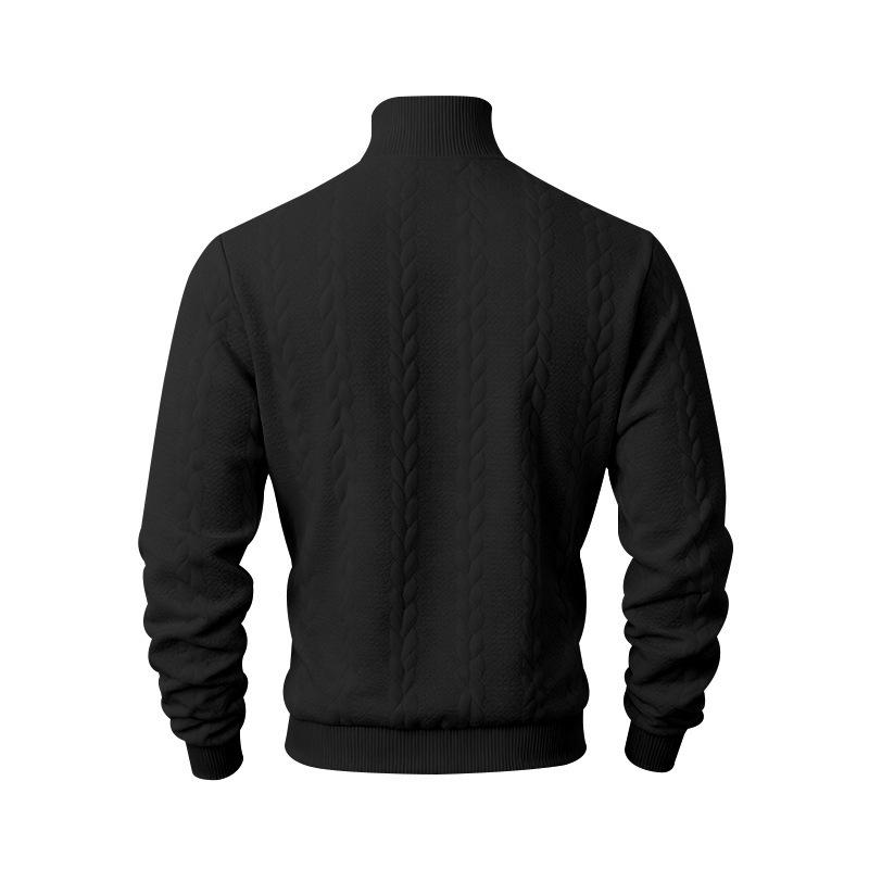 Men's Heavyweight American Style Cable Knit High Neck Winter Hoodie