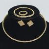 Gold & Silver Rhinestone Jewelry Set: Choker, Bracelet, Stud Earrings, & Necklace