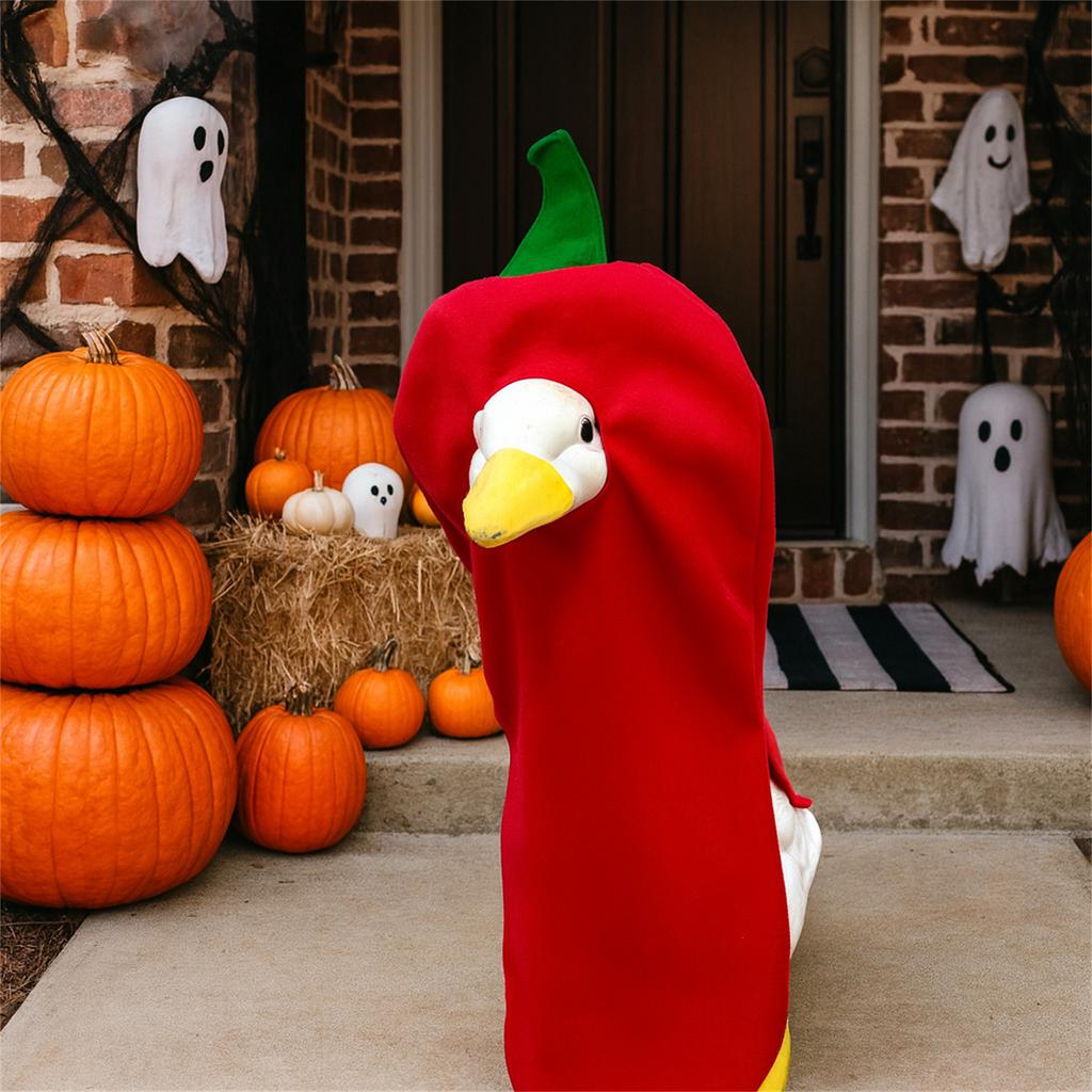 Porch Goose Statue Outfits Party Home Decoration Goose Chili Shape Costume For Garden Yard Patio