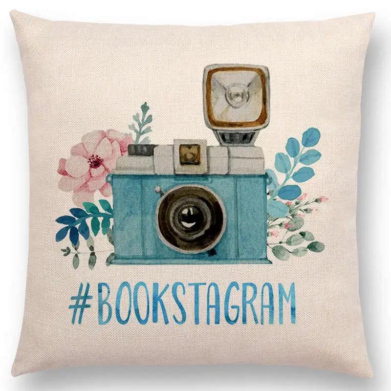 Tea Reading Books Pillow Case Home Decor Linen/cotton Cushion Cover Designer Pillow Cover for Sofa Bedroom Housse De Coussin