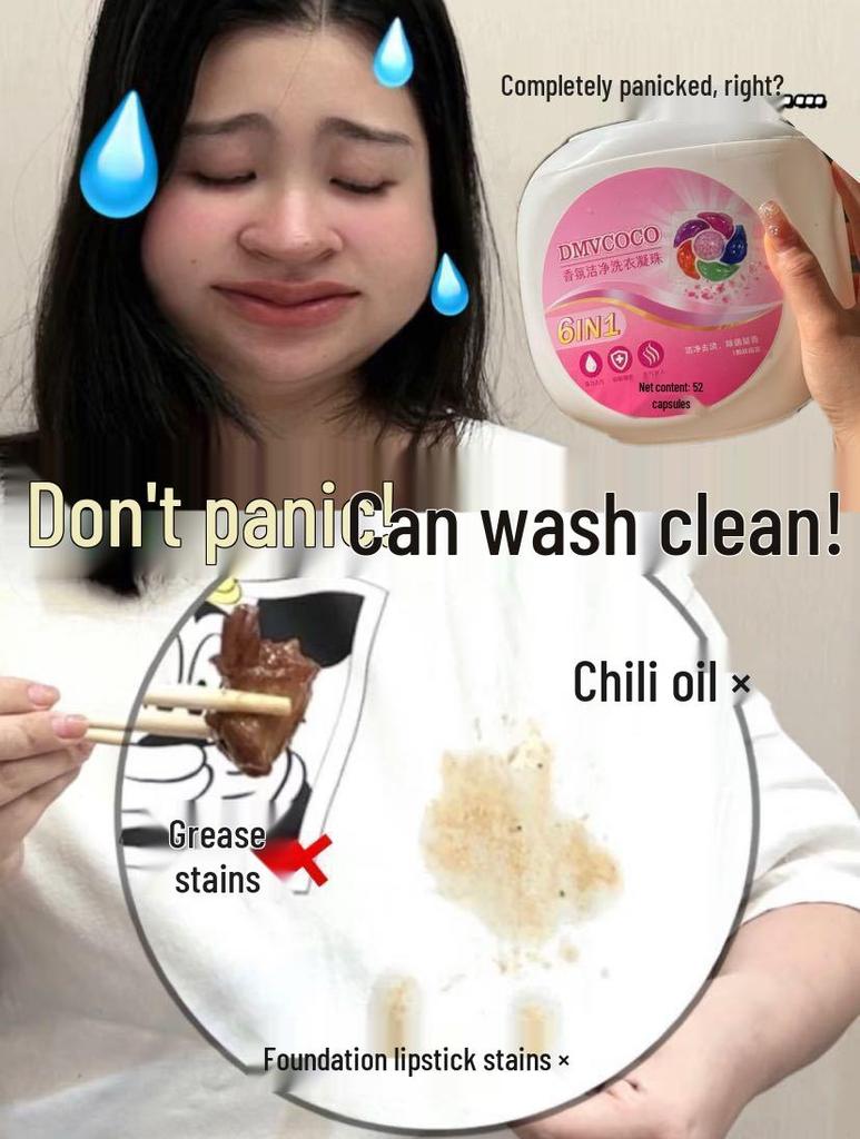 DMVCOCO Peach 6D Laundry Pods: Stain Removal, Long-Lasting Fragrance, Softening, Family Pack