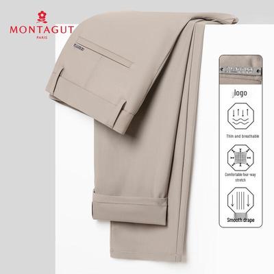 MONTAGUT Herren Glatte Vier-Wege-Stretch Straight-Leg Freizeithose