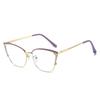 Trendy Glasses Frame Two-Color Flat Glasses Women'S Metal Anti-Blue Cat Glasses Frame Can Be Equipped With Myopia Glasses