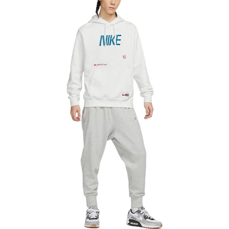 Nike CNY Serie Anno del Coniglio Abbigliamento Sportivo Stampa Logo con Lettere Felpa con Cappuccio in Maglia Foderata in Pile Uomo Top Bianco Summit FD4058-121