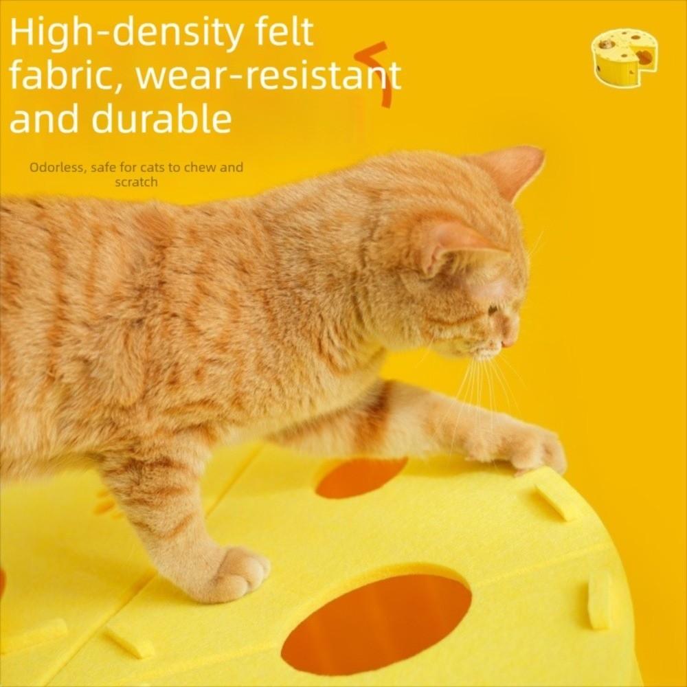 Wear-Resistant Felt Cat Bed Detachable Half-Closed Cat Scratching Board Comfortable Sleeping Multi-Hole Cheese Tunnel Bed